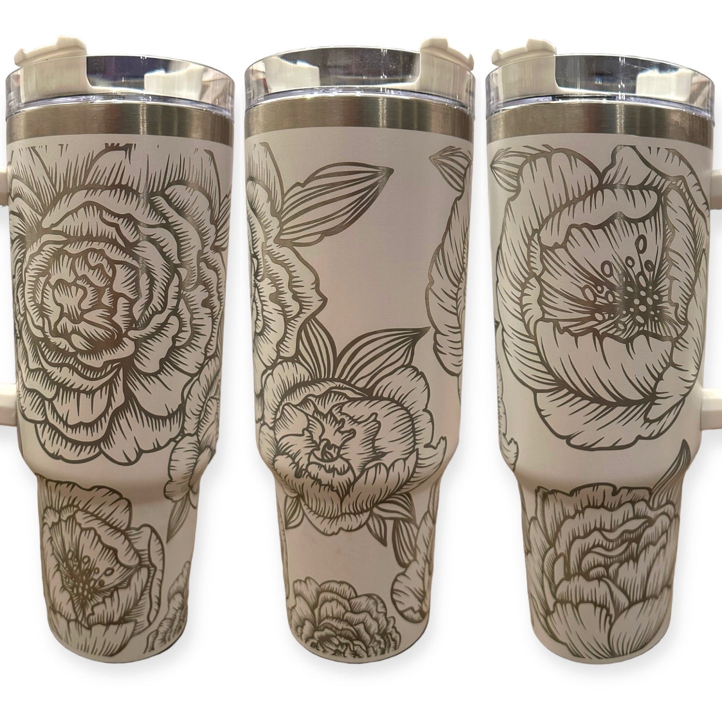 Floral "Peony" Custom Engraved Tumbler