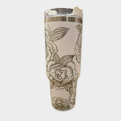 Floral "Peony" Custom Engraved Tumbler