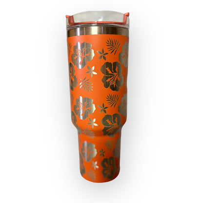 Hibiscus Flower Custom Engraved Tumbler