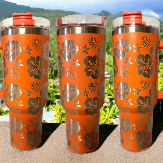 Hibiscus Flower Custom Engraved Tumbler